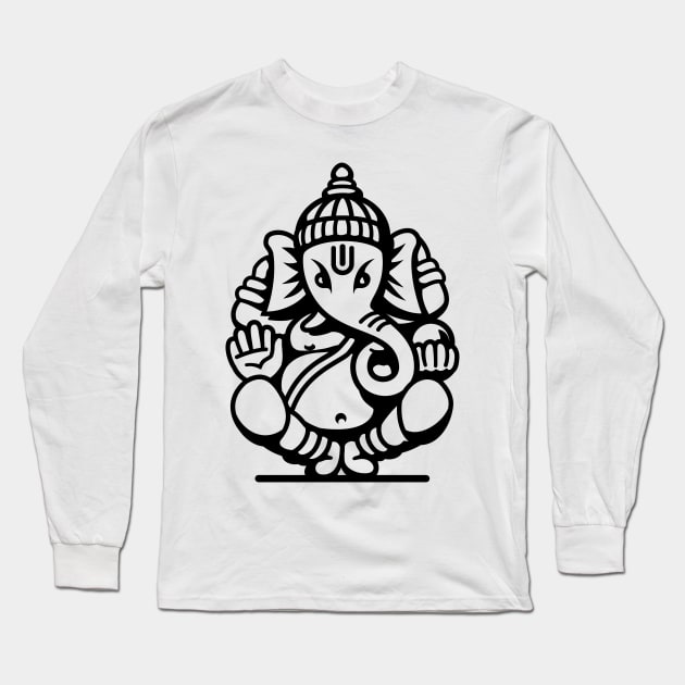 Ganesh Ganesa Ganapati Elephant 4 (black) Long Sleeve T-Shirt by Mystic-Land